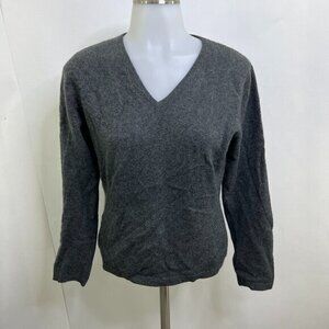 Pro Mod Cashmere Sweater M Gray V-neck Long Sleeve‎ Knit Solid Vintage